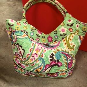 Vera Bradley vintage Green and Pink Tote with Paisley Pattern